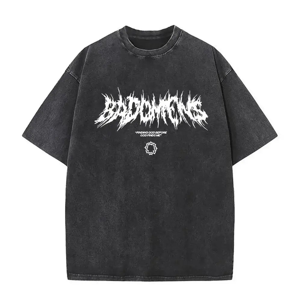 Mens Clothes Tee Shirt Homme Graphic T-Shirts Men Tshirt for Men Ropa Hombre Washed Vintage Bad Omens Print New in Top 61355