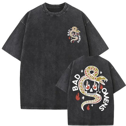 Mens Clothes Tee Shirt Homme Graphic T-Shirts Men Tshirt for Men Ropa Hombre Washed Vintage Bad Omens Print New in Top 61355