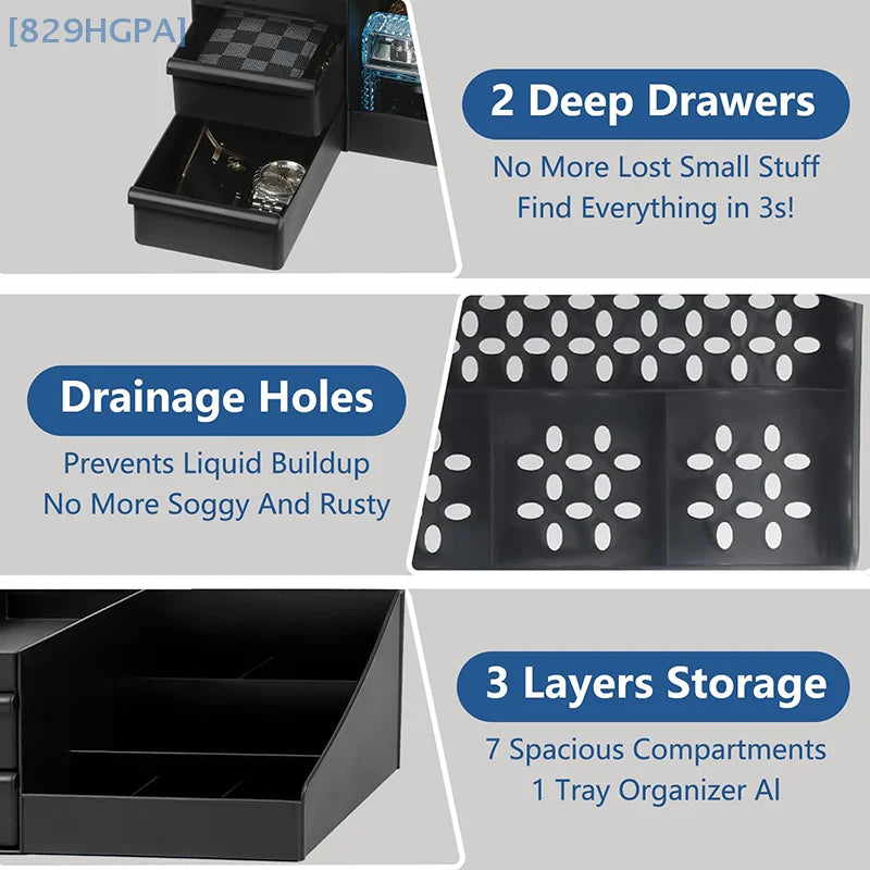 Cologne Organizer For Men, Cologne Holder For Dresser, Perfume Stand, Bathroom Countertop Organizer With Drawers
