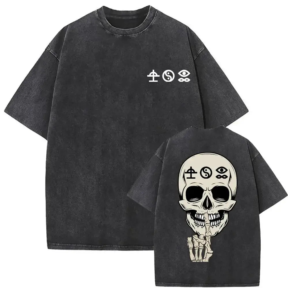 Mens Clothes Tee Shirt Homme Graphic T-Shirts Men Tshirt for Men Ropa Hombre Washed Vintage Bad Omens Print New in Top 61355