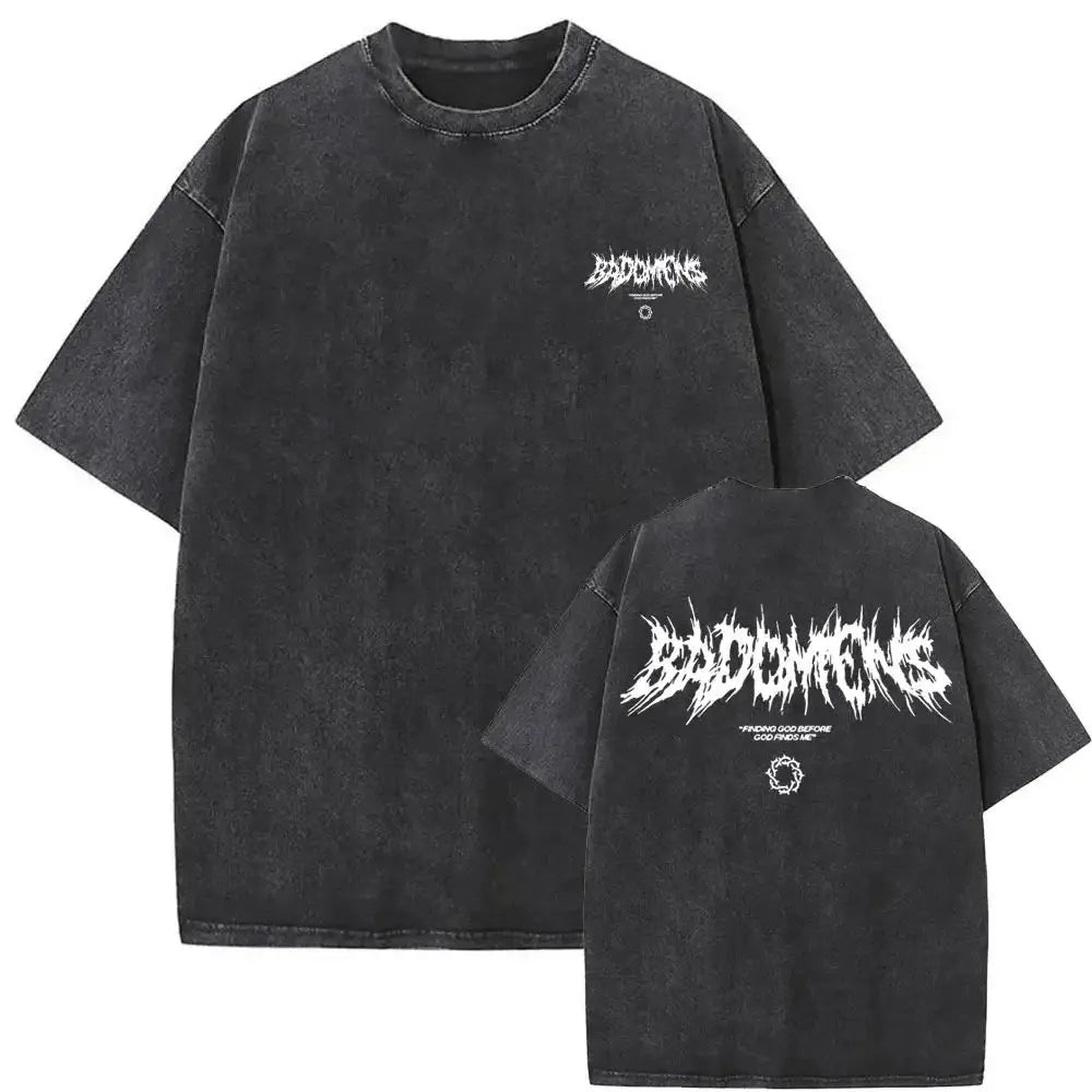 Mens Clothes Tee Shirt Homme Graphic T-Shirts Men Tshirt for Men Ropa Hombre Washed Vintage Bad Omens Print New in Top 61355