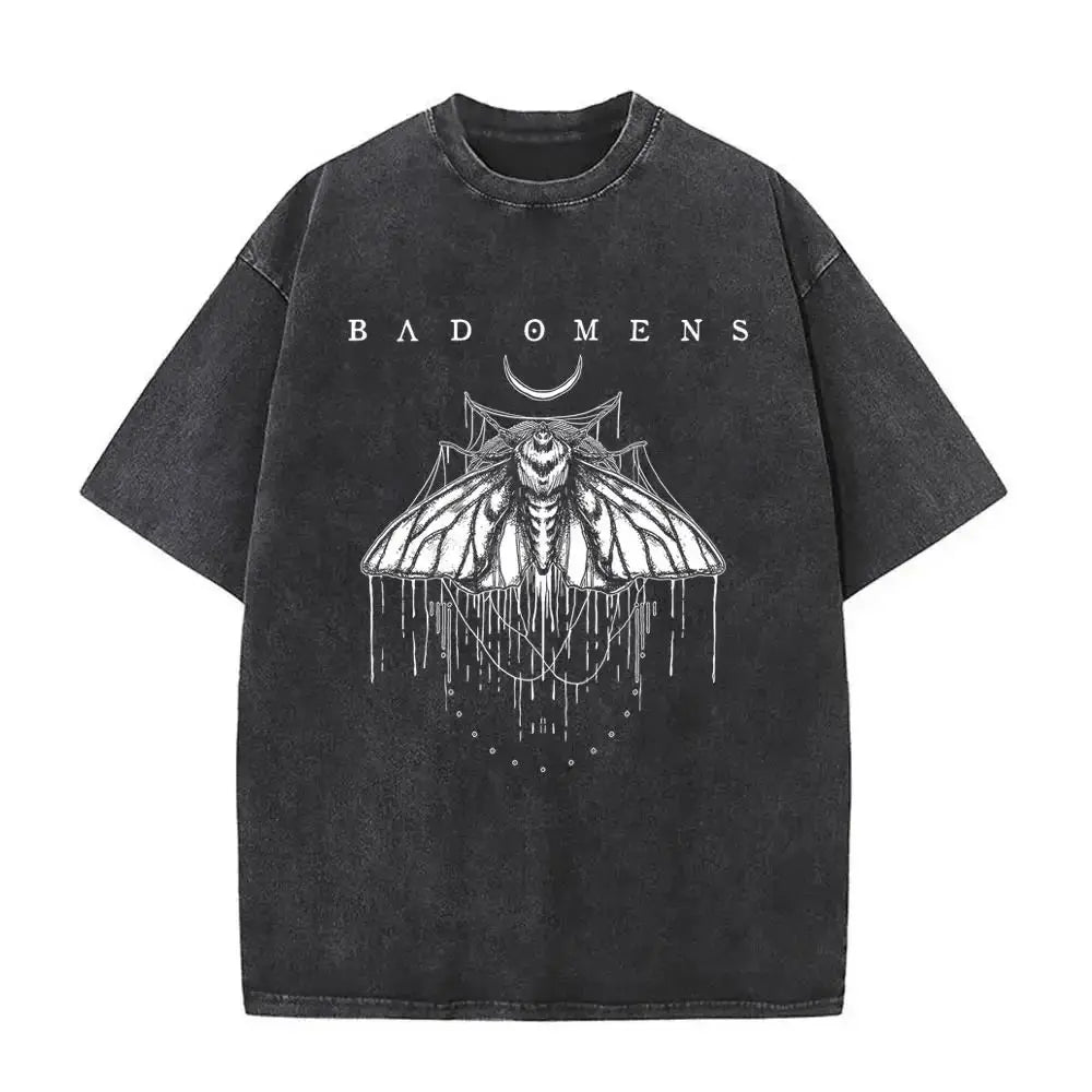 Mens Clothes Tee Shirt Homme Graphic T-Shirts Men Tshirt for Men Ropa Hombre Washed Vintage Bad Omens Print New in Top 61355